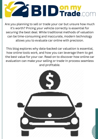 Evaluate Your Car Online – Get Instant & Accurate Valuation