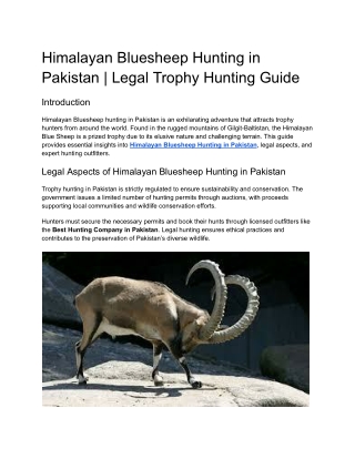 Himalayan Bluesheep Hunting in Pakistan _ Legal Trophy Hunting Guide