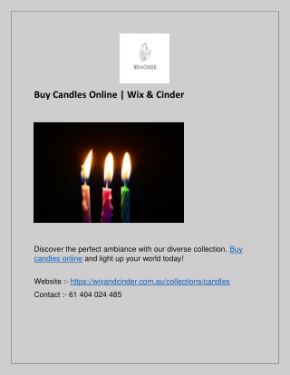 Candles Online Australia | Wix & Cinder