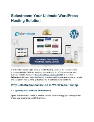 Solostream Your Ultimate WordPress Hosting Solution