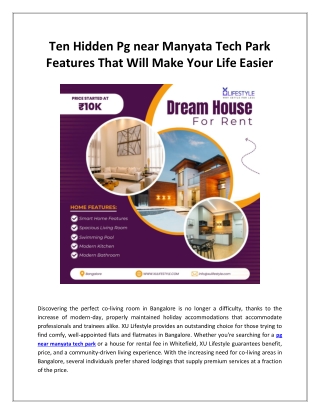 Why Is Pg near Manyata Tech Park So Famous?