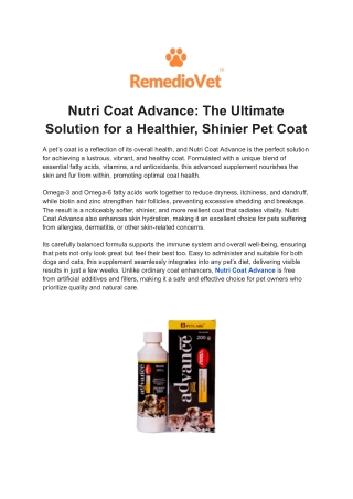 Nutri Coat Advance_ The Ultimate Solution for a Healthier, Shinier Pet Coat