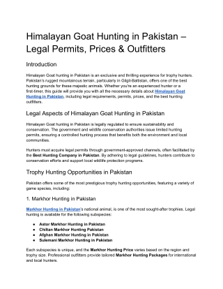 Himalayan Goat Hunting in Pakistan – Legal Permits, Prices & Outfitters