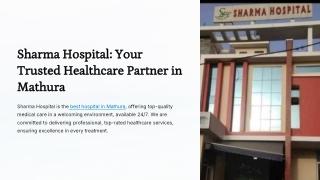 Sharma Hospital – Best Hospital in Mathura for Expert Medical Care 24×7