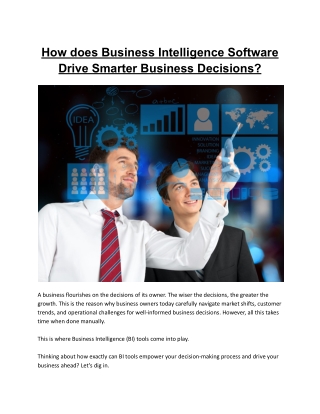 How does Business Intelligence Software Drive Smarter Business Decisions?