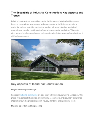Key Factors and Emerging Trends in Industrial Construction