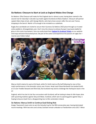 Chessum to Start at Lock as England Make One Change