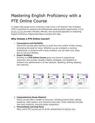 Mastering English Proficiency with a PTE Online Course