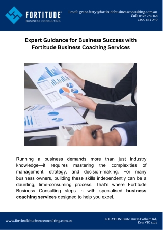Expert Guidance for Business Success with Fortitude Business Coaching Services