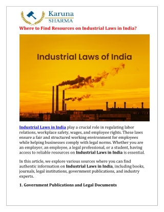 Where to Find Resources on Industrial Laws in India
