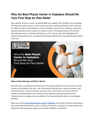 Why the Best Physio Center in Vadodara Should Be Your First Stop for Pain Relief