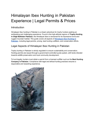 Himalayan Ibex Hunting in Pakistan Experience _ Legal Permits & Prices