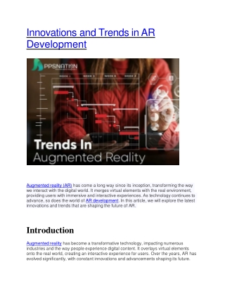 Innovations and Trends in AR Development