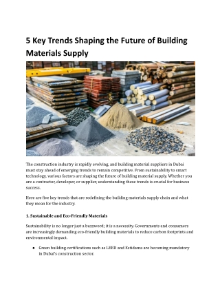 5 Key Trends Shaping the Future of Building Materials Supply