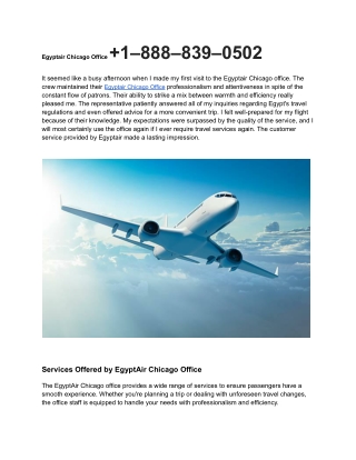 Egyptair Chicago Office  1–888–839–0502