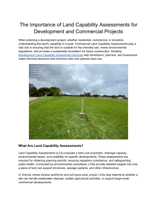 Commercial Land Capability Assessments: Ensuring Viable and Sustainable Developm