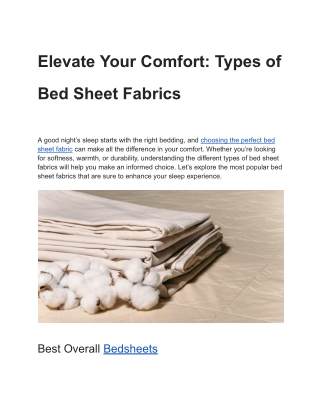 Elevate Your Comfort_ Types of Bed Sheet Fabrics