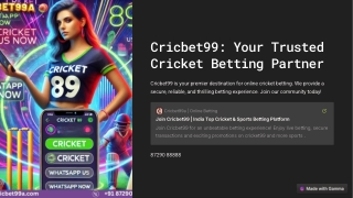 Cricbet99: Trusted Cricket Betting Site with High Odds