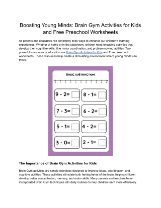 Enhance Learning with Brain Gym Worksheets for Kids | Early Ed-ventures