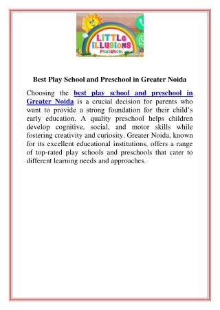 Best Play School and Preschool in Greater Noida (1)