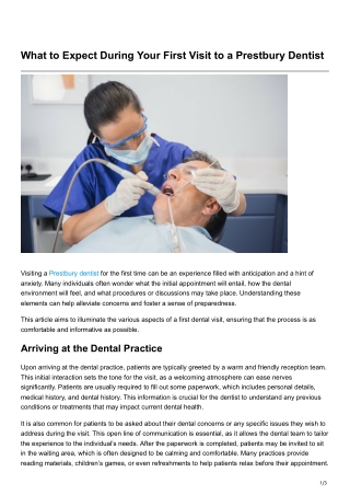 What to Expect During Your First Visit to a Prestbury Dentist