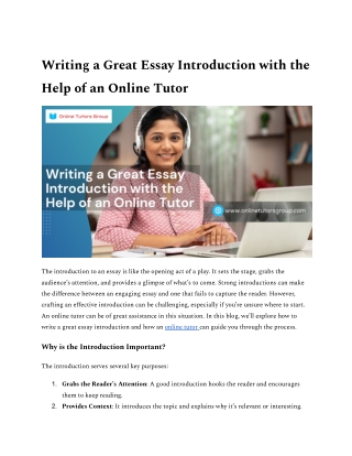 Writing a Great Essay Introduction with the Help of an Online Tutor