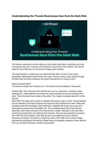 Understanding the Threats Businesses face from the Dark Web