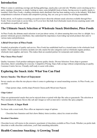 The Ultimate Snack Selection at Wholesale Snack Distributor, Pitco Foods