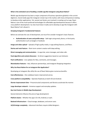 whatistheestimatedcostofbuildingamobileapplikeinstagramusingreactnative