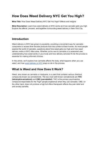 How Does Weed Delivery NYC Get You High