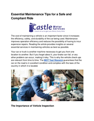 Essential Maintenance Tips for a Safe and Compliant Ride