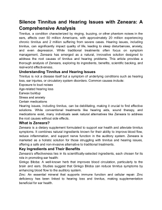 Silence Tinnitus and Hearing Issues with Zeneara_ A Comprehensive Analysis