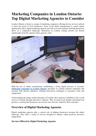 Marketing Companies in London Ontario Top Digital Marketing Agencies to Consider