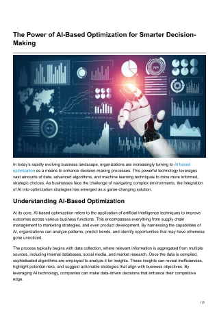The Power of AI-Based Optimization for Smarter Decision-Making