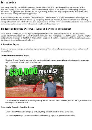 Understanding the Different Types of Buyers in the Market