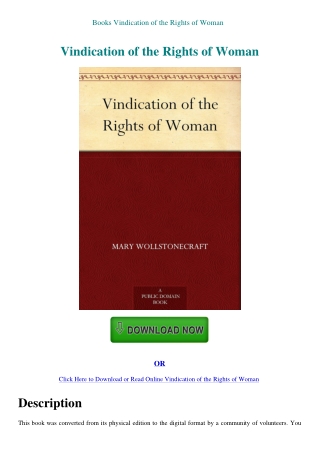 Books Vindication of the Rights of Woman