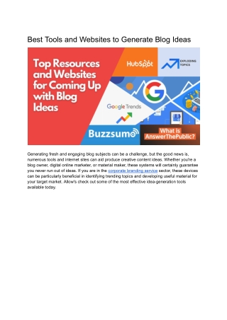 Best Tools and Websites to Generate Blog Ideas