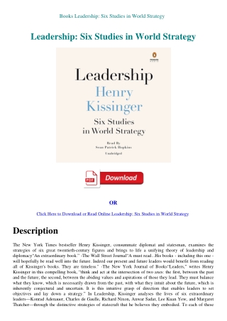 Books Leadership Six Studies in World Strategy