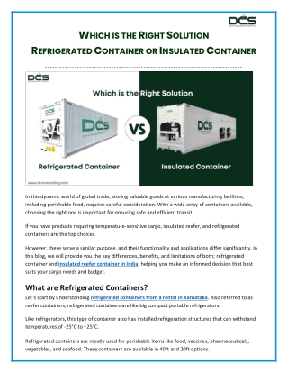 Refrigerated vs. Insulated Containers - How To Make The Right Choice