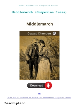 Books Middlemarch (Grapevine Press)