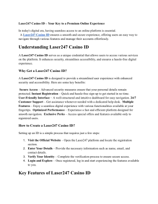 Unlock Your Laser247 Casino ID – Fast, Secure & Hassle-Free