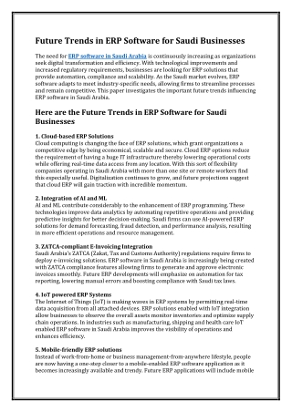 Future Trends in ERP Software for Saudi Businesses