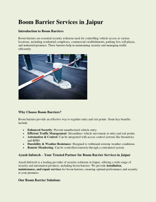 Boom Barrier Services in Jaipur