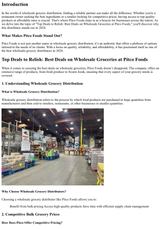 Top Deals to Relish: Best Deals on Wholesale Groceries at Pitco Foods