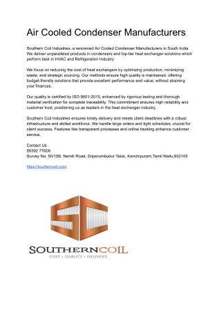 Air Cooled Condenser Manufacturers