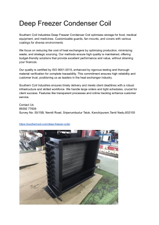 Deep Freezer Condenser Coil