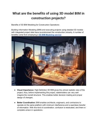 What are the benefits of using 3D model BIM in construction projects