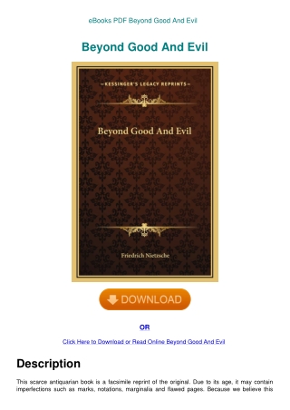 eBooks PDF Beyond Good And Evil