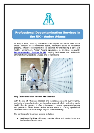 Protect Your Space with Amber Adams Decontamination Services