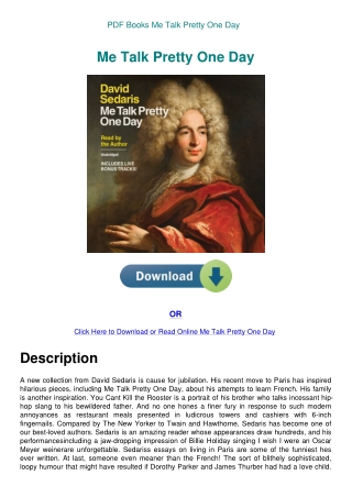 PDF Books Me Talk Pretty One Day